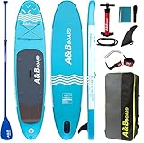 Stand Up Paddling Board Aufblasbar Boards Fã¼r Stand-up Paddling 320x76x15cm , Aufblasbare Paddle Boards Tragfähigkeit 130KG, inkl. Rucksack, Paddel, Pumpe, Leash, Finne (10'6''x30''x6'', Navy blau)