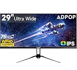 ADPOP 29 Zoll Computer Monitor Ultrawide, IPS Bildschirm WFHD 2560 x 1080 75Hz 21:9 Display für Home Office Gaming, FreeSync, HDMI, DP, HDR Low Blue Light, Integrierte Lautsprecher, VESA Montierbar