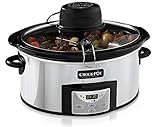 Crockpot Schongarer mit automatischer Rührfunktion | mit programmierbaren Bedienelementen | 5,7 l (für 5–6 Personen) | mit automatischem Mixer | Edelstahl [CSC012X]
