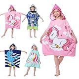 MOKANI Badeponcho Kinder Poncho Handtuch, Mikrofaser Ultra Weich und Saugfähig Badetuch Strandponcho Kind Badehandtuch für Strand Schwimmbad Mädchen Jungen 6-14 Jahre Alt