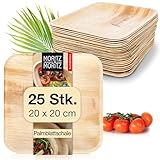 Moritz & Moritz Palmblatt Teller eckig 20 x 20 cm - 25 Nachhaltige Einwegteller - Alternative zu Bambusteller und Bambusgeschirr