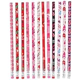 HOMSFOU 48 Stück Multifunktionale Holzbleistifte mit Herzmotiv 12 Farben Robust Leicht Flüssig Schreibend Schulbedarf für Schüler Skizzierstifte Lernmaterialien