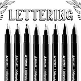 Tritart Kalligraphie Stifte Set – 8 Pinselstifte, Brush Pens mit verschiedenen Stiftspitzen – schwarze Filzstifte mit feinster Japan -Tusche – Handlettering Fineliner und Malstifte