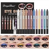 Sitovely 12 Farben Wasserdicht Matte Lidschatten Stift Set mit Anspitzer, Metallic Lidschattenstift, Eyeshadow Stick, Pearl Glitter Lidschattenstift langanhaltend und Für Einfaches Auftragen