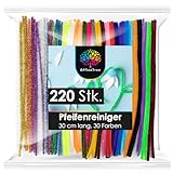 OfficeTree 220 Pfeifenputzer Bunt zum Basteln - 30 Farben inklusive Glitzerdraht - Chenilledraht 30cm - Pfeifenreiniger Bunt zum Basteln - Pipe Cleaner für DIY Projekte