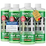 ABACUS® Nell Ultra Grünbelagentferner & Algenentferner Konzentrat, extrem stark! Entfernt Grünbelag & Algen selbsttätig ohne zu Schrubben – für Stein, Fassade, Terrasse, Dach – Nell Ultra 4x 1000 ml