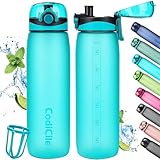 CodiCile Trinkflasche 1L, Wasserflasche 1L BPA-Frei, Auslaufsichere 1 Liter Trinkflasche, Tritan Sportflasche mit Filter für Fitness,Laufen, Schule, im Freien Cyan