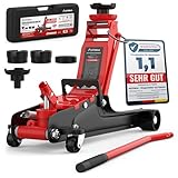 Wagenheber 2,5T extra flach – Hydraulischer Rangierwagenheber mit Transportkoffer, 3 Gummiauflagen & Adapter – Auto Wagenheber für PKW bis 2.500 kg (Rot)