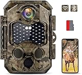 Hapimp Wildkamera WLAN 4K 32MP 125° Jagdkamera 0,1s Schnelle Trigger Geschwindigkeit Wildkamera mit Bewegungsmelder Nachtsicht Wildkamera Handyübertragung Bluetooth mit 32G Speicherkarte