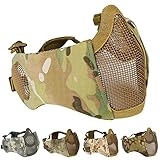 Aoutacc, faltbare Airsoft-Maske, Halbgesicht-Masken mit Ohrschutz für Kriegsspiele, Jagd, Paintball, CP