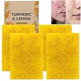 Kurkuma-Zitronen-Seifenstück, aufhellende Seife für Gesicht und Körper, gleicht den Hautton aus, entfernt dunkle Flecken, erfrischendes Peeling für einen ebenmäßigen Hautton (4PCS)