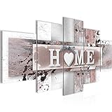 Runa Art - Bilder Home Herz 200 x 100 cm 5 Teilig XXL Wanddekoration Design Grau Rosa 504551b
