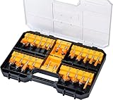 Dewalt Fräser-Set 22 tlg. (Nutfräser, Zinkenfräser, Hohlkehlfräser, in Aufbewahrungsbox mit Klarsichtdeckel) DT90017-QZ