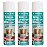 HOTREGA Kaminscheiben Reiniger 300ml Set mühelos Ruß vom Kaminglas entfernen Kachelofen Scheibe reinigen, Mengen:3