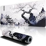 Mis.Moon Japanische Weiße Mauspad, Mauspad XXL Gaming, Große Kirschblüte Schreibtisch Matte, Anime Gaming Tastatur Matte, Großer Erweiterter Schreibtisch Schutz Für Home Office (weiß, 800x300mm)