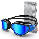 ZIONOR Polarisiert Schwimmbrille für Herren und Damen [UPGRADE], G1 Schwimmbrille mit Spiegel/Rauch Linse UV-Schutz Anti Nebel Verstellbar Gurt Komfort Profi Schwimmbrillen für Erwachsene Jugendliche