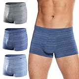 KNITLORD Bambusfaser Boxershorts Herren Unterhosen, Weich Atmungsaktive Männer Unterwäsche, Gestreift Retroshorts Mit Stoffbezogener Bund, Bunt 3er Pack XXL