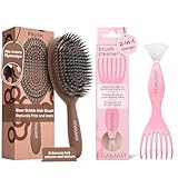 FRAMAR Wildschweinborsten Bürste Damen, Bürstenreiniger Haarbürste