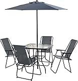 Convivia Gartenmöbel, mit Sonnenschirm, aus Metall, 4 Sitzplätze, Anthrazitgrau