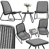 tectake® Gartenmöbel Set für 2 Personen, Outdoor Möbel wetterfest für Balkon, als Gartenlounge, Terrassenmöbel, Sitzgruppe mit 2X Loungesessel und 1x Gartentisch Beistelltisch, Rattan Optik