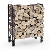 onlyfire Kaminholzregal, 70,3 x 30 x 84,5 cm, Garten Kaminholzunterstand, Brennholzregal Innen und Aussen, Firewood Rack für Kaminholzlagerung, Stahl, Schwarz