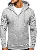 BOLF Herren Kapuzenpullover Hoodie Sweatshirt mit Kapuze Reißverschluss Pullover Pulli Langarmshirt Freizeit Sport Fitness Outdoor Casual Style 2008 Grau L [1A1]