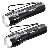 GEARLITE LED Taschenlampe Batteriebetrieben 2 Stück, 2000 Lumen Taschenlampe LED Extrem Hell mit 5 Modi, IP65 Wasserdicht Taschenlampe Kinder für Camping, Wandern, Outdoor, Notfall