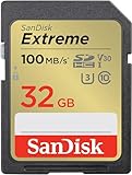 SanDisk Extreme SDHC UHS-I Speicherkarte 32 GB (V30, 100 MB/s Übertragung, U3, 4K UHD Videos, wasserdicht, stoßfest, temperaturbeständig)