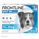 FRONTLINE Spot ON Hund M gegen Zecken, Flöhe & Haarlinge (10 bis 20 kg) - 3X Pipetten für bis zu 3 Monate Schutz - wasserfest