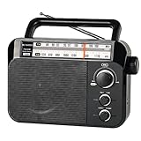 Retekess TR604 Kofferradio,Tragbares Radio,Netzkabel oder Batteriebetrieb,Großer Knopf,Großer Lautsprecher,Einstellbare Höhen und Bässe,Radio für Senioren,Küche,Für Schlafzimmer