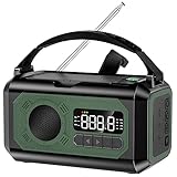 12000mAh Kurbelradio Erweitert 2023, LIFOCI AM/FM Solar Radio Pro mit Kurbel, Tragbare Notfallradio mit Powerbank, Notfall Ausrüstung mit Taschenlampe Kompass SOS Alarm für Outdoor Camping (Armeegrün)