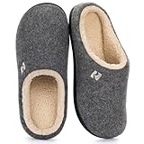 RockDove Herren Hausschuhe mit Sherpa-Futter und Memory-Schaum, 43.5 EU, Grau