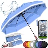 Royal Walk Regenschirm Taschenschirm Sturmfest Automatik Auf und Zu Winddichter Doppelverdeck Klein Stabil Schirm Reflektierend mit Luxuriösem Echtholzgriff für Damen und Herren Umbrella