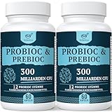 Probiotika Darmbakterien Kapseln Hochdosiert - 300 Mrd. KBE - 12 Bakterienstämme - Mit Inulin & Lebendkulturen - 120 Magensaftresistente Kapseln
