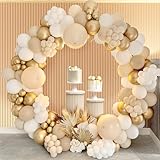 Luftballon Girlande Weiß Gold Nude,Rainllon 124pcs Ballon Girlande Beige,Ballon Girlande Set Geburtstagsdeko Boho,Ballongirlande Geburtstag Deko Frauen für Hochzeit,Baby Shower,Geburtstag Party