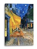 Hochwertiges Leinwandbild (60x80cm): Vincent van Gogh - Nachtcafé/Nachts vor dem Café an der Place du Forum in Arles (1888)