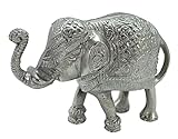 DARO DEKO Metall Dekofigur Elefant Silber 11 x 24 x 17 cm - Elephant Dekoelefant