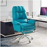 RKUVPAE Chefsessel, drehbar, hohe Rückenlehne, moderner Drehstuhl aus PU-Leder, Drehstuhl mit Fußstütze, Bürostuhl (Farbe: Blau)