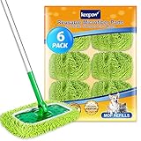 KEEPOW Trockene Bodentücher / Feuchte Bodentücher für Swiffer Sweeper Mop, Wiederverwendbar Waschbaren Mikrofaser Pads für die Reinigung von Hartböden/Holzböden, 6 Stück