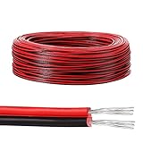 GIGIIS 22AWG Elektrischer Draht 20 Meter 0,33mm² 2-Adriges PVC-Kabel Zwillingslitzen Kupferdraht 2 Poliges Silikon Kabel Elektrisch Verlängerungskabel für LED Streifen und elektronische Verdrahtung