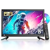 DESOBRY 19 Zoll Kleine Fernseher mit DVD Player integriert, 1080P Outdoor tv unterstützt Antenne HDMI USB AV Eingang, 12V Fernseher für wohnmobil/Camping/Wohnwagen