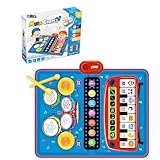 KIMIGO Babyspielzeug für 1-Jährige,Baby-Musikmatte, Kleinkindspielzeug im Alter von 1–2 Jahren – 2-in-1-Klaviertrommel-Babyspielmatte – Musikspielzeug für Kleinkinder im Alter von 12–18 Monaten