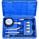 HATANSE Kompressionstester Kompressionsprüfer Benzin mit 4 Adapter M10 M12 M14 M18 Messen 0-20 bar oder 0-300 psi für KFZ LKW Auto Motorrad (blau)