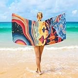 Weiche Badetücher Retro-Psychedelische Groove-Landschaft Schnelltrocknend Strand Mikrofaser Handtuch Große Reisen Strandtuch Sandfrei 80X130Cm