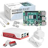 Raspberry Pi 4 4GB Starter-Kit | 64GB Edition | Offizielles Netzteil 15W | Offizielles Gehäuse | 4k Micro HDMI Kabel | Kühlkörper Set | USB-Kartenleser
