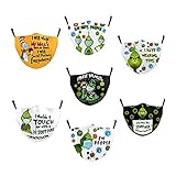 Youning Unisex Mundschutz mit Motiv Weihnachten 3D Druck Lustig Motive Mund und Nasenschutz Staubschutz mit Filters Waschbar Widerverwendbar Multifunktionstuch Bandana Halstuch (7 PCS)