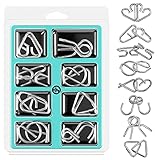 Holzsammlung 8 Stück Knobelspiele Metall, Metallpuzzle Metallknobellei Set IQ Spiele Geduldspiel Geschicklichkeitsspiel, Metal Puzzle Denkspiele Spielzeug Mini Geschenk für Erwachsene und Kinder