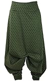 GURU SHOP Afghani Hose, Haremshose, Pluderhose, Pumphose, Aladinhose, Damen, Olive, Baumwolle, Size:38, Hosen Alternative Bekleidung