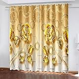 Skcess Übergardinen, Gardinen Gold Symmetrischer Käfer Vorhang Polyester Gardinen 2er Set 132x274cm(WxH)