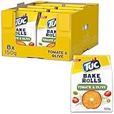 TUC Bake Rolls Tomate & Olive 8 x 150g I Knusprige Brotchips I Knabbergebäck Chips Großpackung